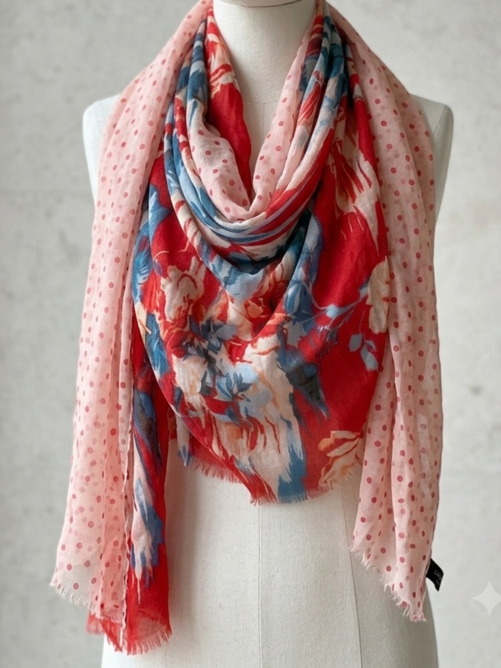 We Are Owls Cashmere Silk Blend Scarf Floral Polka Dot Luxury Lightweight Shawl